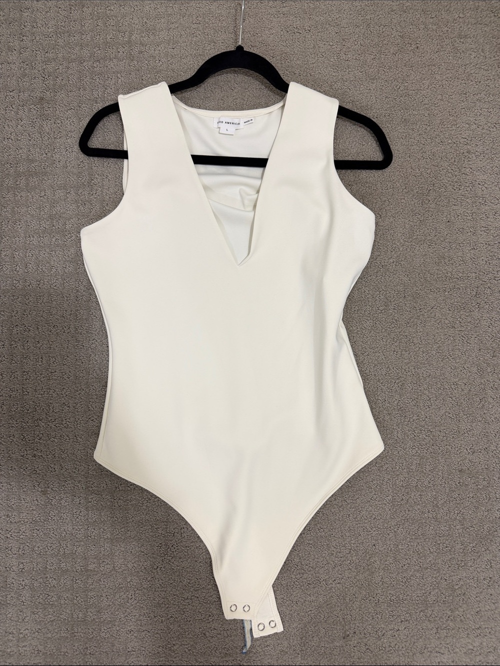Good American bodysuit White V-Neck womens One-Piece size L white NWT